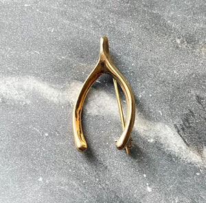 Vintage Gold Filled Wishbone Brooch Pin Good Luck Jewelry