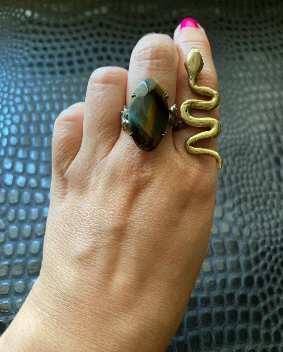 antique victorian silver tiger's eye ring