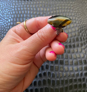 antique victorian silver tiger's eye ring