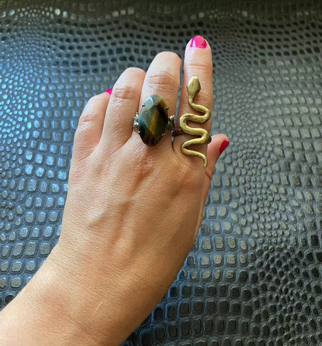 antique victorian silver tiger's eye ring