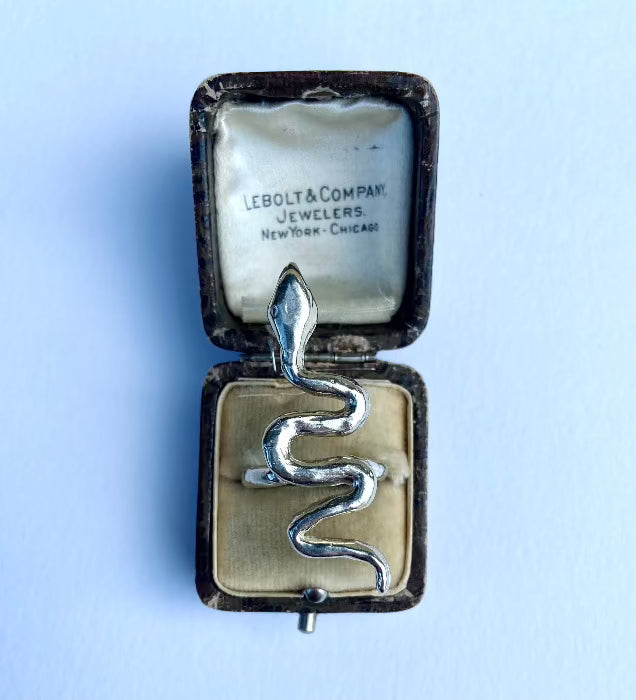 serpentine handmade hand carved lost wax cast brass snake statement ring