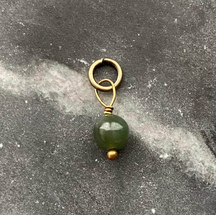 vintage green jade charm