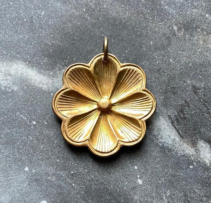 vintage brass flower charm