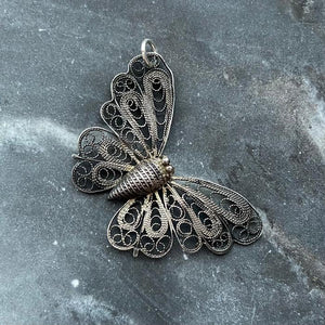 vintage silver filigree butterfly charm