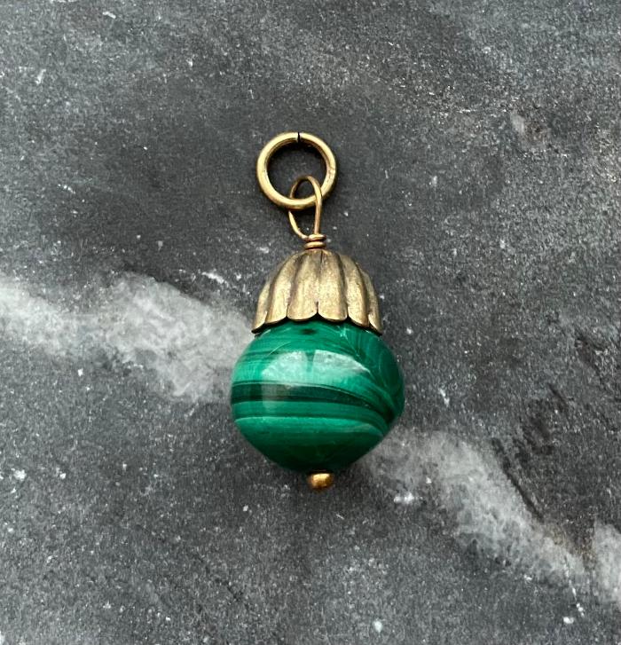 vintage green malachite charm