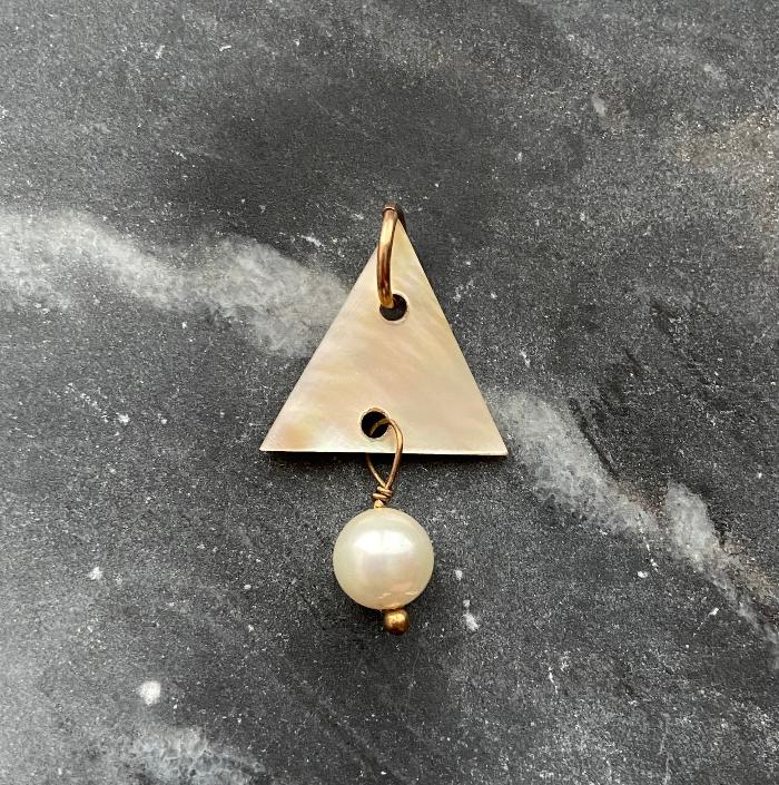 vintage mother of pearl triangle pearl charm