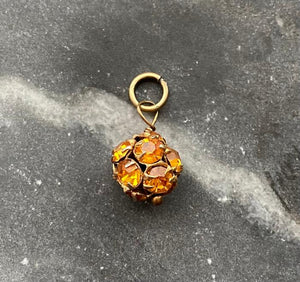 vintage orange rhinestone ball charm