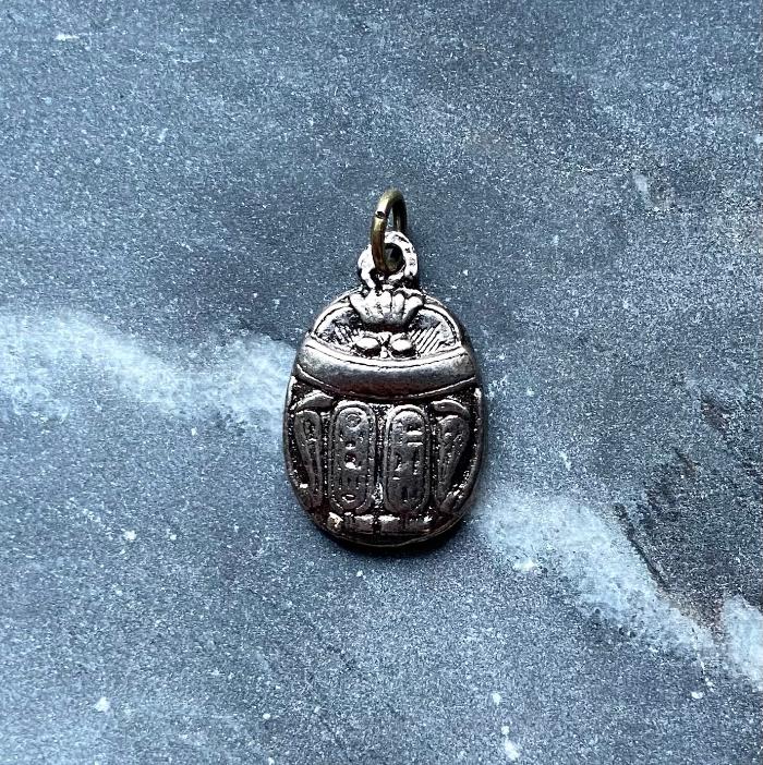 pewter heiroglpyh scarab charm