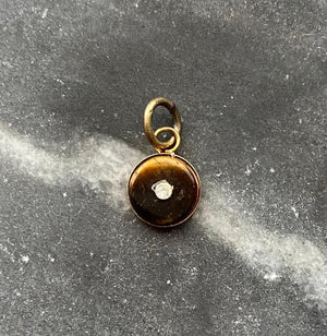 vintage tiger's eye rhinestone charm