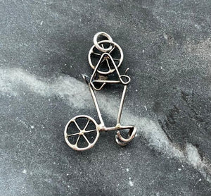 antique silver bike charm