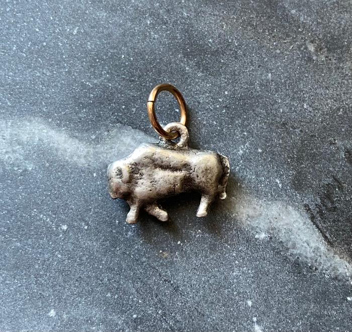 vintage silver buffalo charm