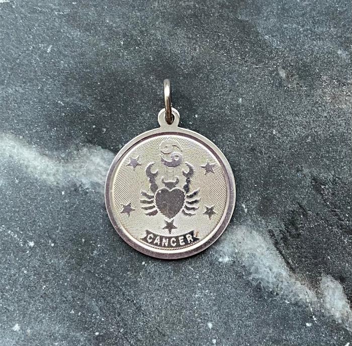 vintage silver zodiac cancer charm