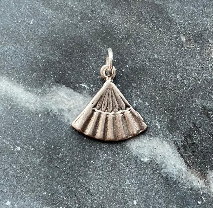 vintage silver fan charm