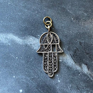 vintage silver hamsa hand charm