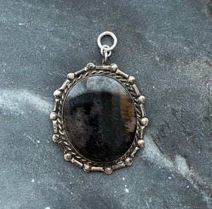 vintage silver agate charm