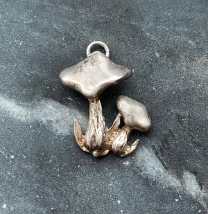 vintage silver mushroom charm