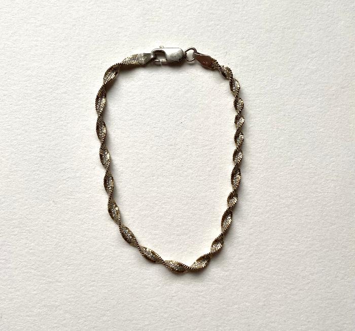 vintage silver twist chain bracelet