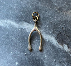 vintage silver wishbone charm