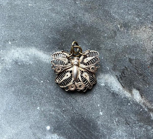 small silver filigree butterfly charm