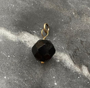 antique victorian black glass charm