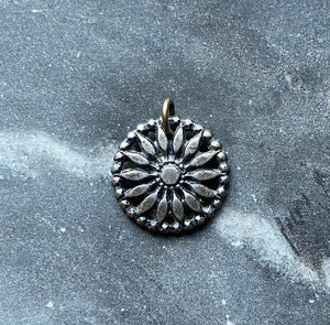 antique victorian flower button charm