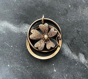 antique victorian gold filled flower charm