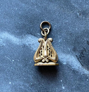 antique victorian gold filled lyre charm 