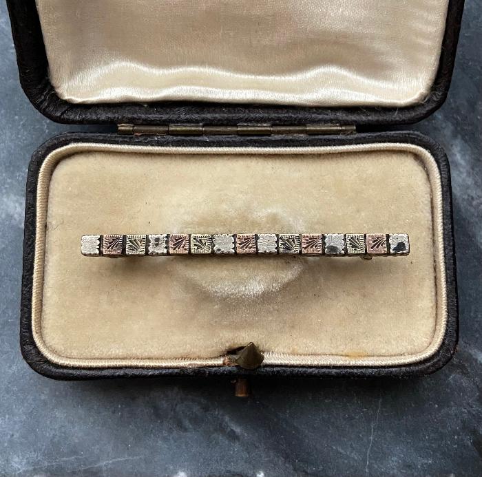 antique victorian mixed metal bar pin