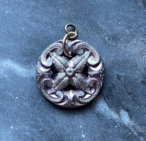 antique victorian metal button charm