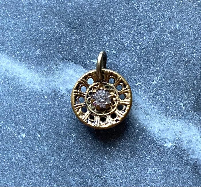 antique victorian rhinestone button charm