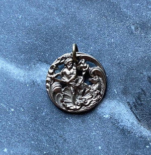 antique victorian nautical sea god charm