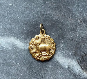 vintage brass aries charm