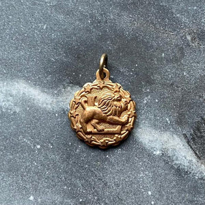 vintage brass leo lion charm