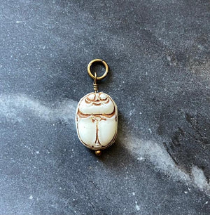 vintage white scarab charm