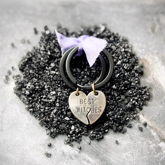 best friends best witches split heart keychain set.