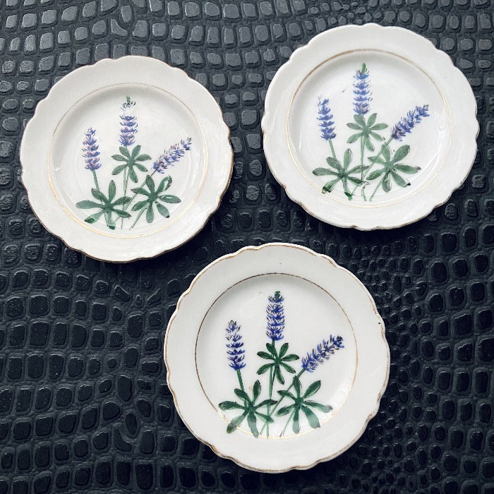 Vintage hand painted lavender floral dish