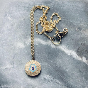 Antique Victorian Enamel Mourning Locket Necklace