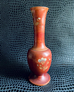 vintage wooden floral vase