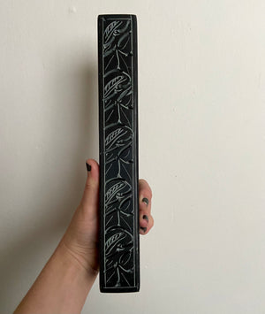 vintage black soapstone incense stick holder box