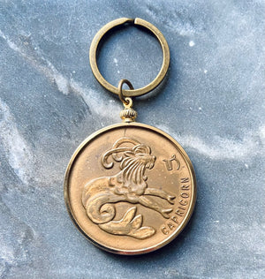 vintage capricorn zodiac signs astrology keychain