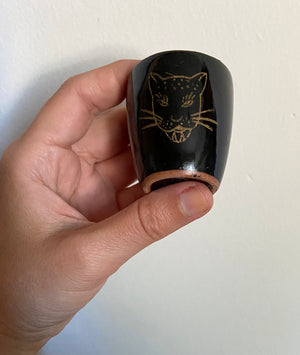 vintage redware cat leopard shot glasses