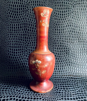 vintage wooden floral vase