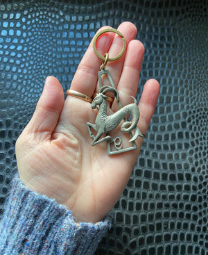 vintage capricorn zodiac astrology keychain