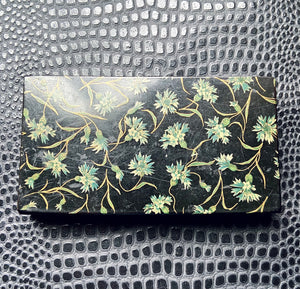 Vintage black floral lacquered jewelry box