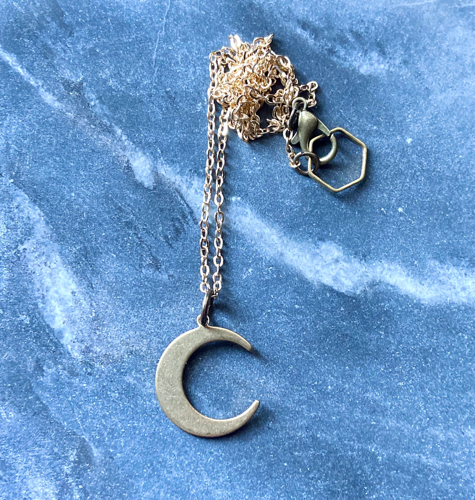 Witchy Crescent Moon Charm Necklace 