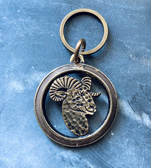 vintage aries keychain astrology zodiac signs