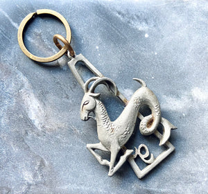 vintage capricorn zodiac astrology keychain