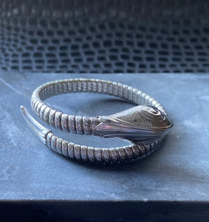 antique art deco silver plated snake bracelet