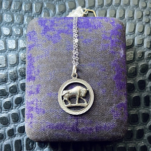 vintage silver taurus zodiac charm necklace