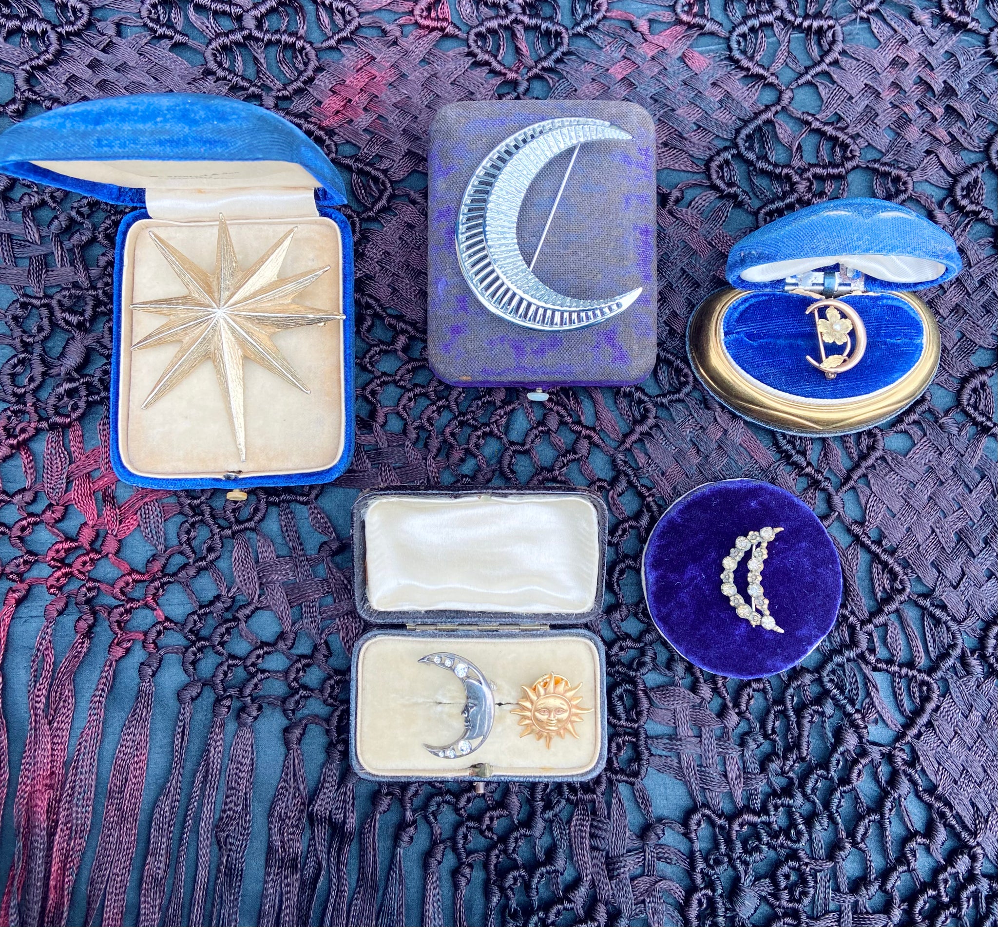 vintage celestial brooches